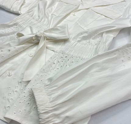 White House Black Market White Eyelet Belted Jacket - Size S - New With Tags