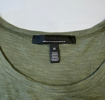 White House Black Market Silver Eyelet Lace Sleeve Top - Size M