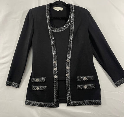 St. John Evening Black Beaded Jacket & Tank Set by Marie Gray - Size 2