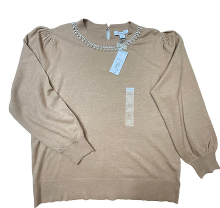 Liz Claiborne Embellished Taupe Sweater - Size XXL - New with Tags