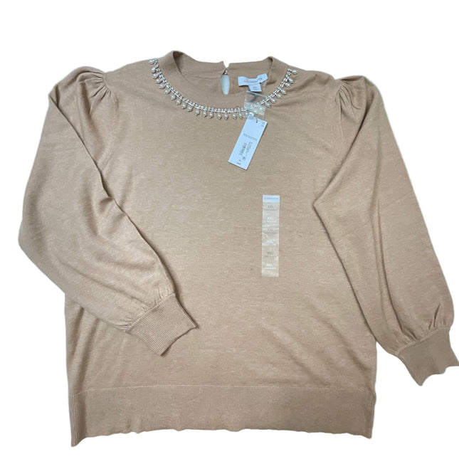 Liz Claiborne Embellished Taupe Sweater - Size XXL - New with Tags