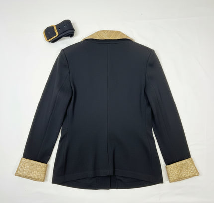 St John Black Blazer with Gold Embellished Collar - Size 2