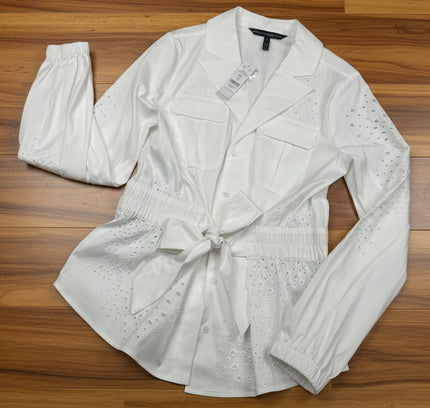White House Black Market White Eyelet Belted Jacket - Size S - New With Tags