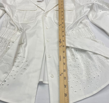 White House Black Market White Eyelet Belted Jacket - Size S - New With Tags