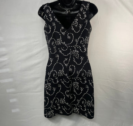 St. John Black Rhinestone Embellished Cocktail Dress - Size 2