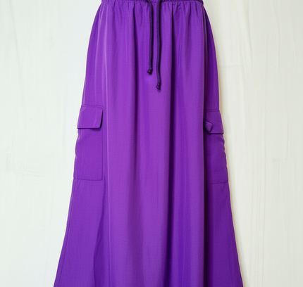 She Loves Purple Cargo Pocket Midi Skirt - Size L