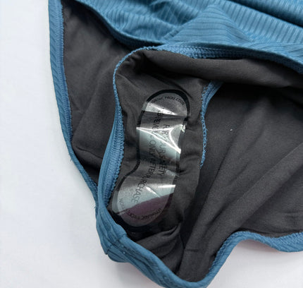 Charmo Ribbed Ruffle One-Piece Swimsuit - Teal Blue SMALL