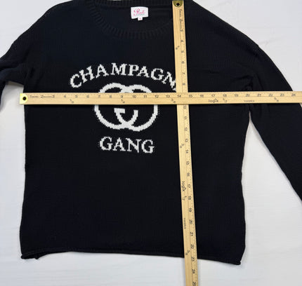 Pink Pineapple Champagne Gang Graphic Sweater - Size XS