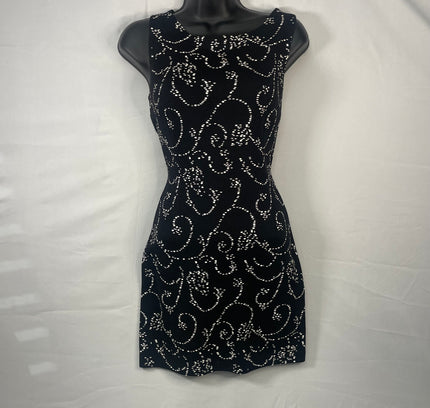 St. John Black Rhinestone Embellished Cocktail Dress - Size 2