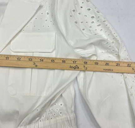 White House Black Market White Eyelet Belted Jacket - Size S - New With Tags