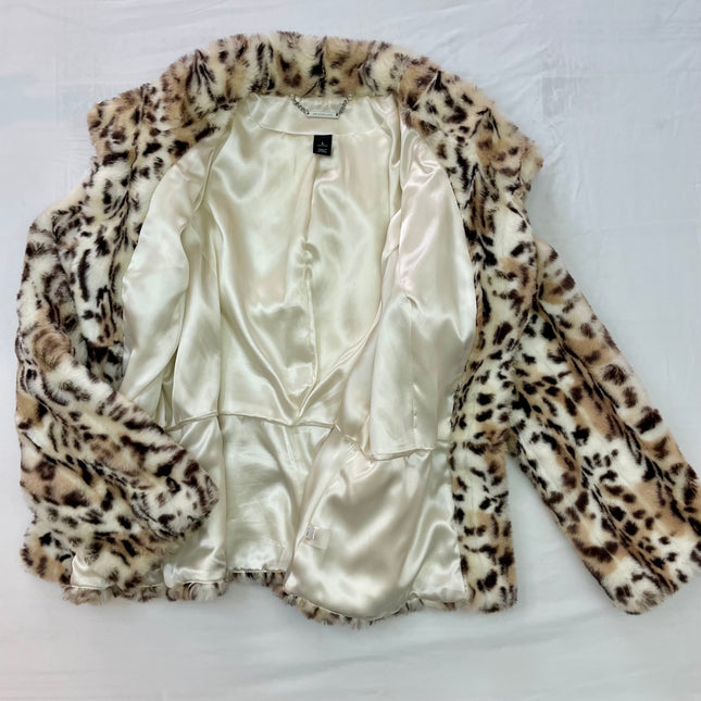 White House Black Market Cheetah Print Fur Coat - Size Large - Excellent Condition