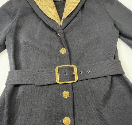 St John Black Blazer with Gold Embellished Collar - Size 2