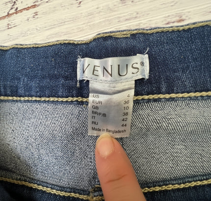 Vintage Button-Up Denim Skirt with Ruffle Hem