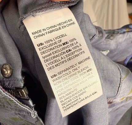 Chico's Floral Print Hooded Shirt Jacket - Size Large