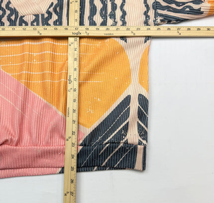 Retro Abstract Geometric V-Neck Long sleeve Top - Multicolor - Size XL