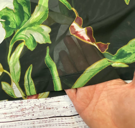 White House Black Market Botanical Print Sheer Top - Size Medium