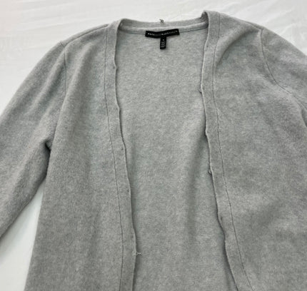 White House Black Market Grey Long Sweater with Removable Fur - Size Small