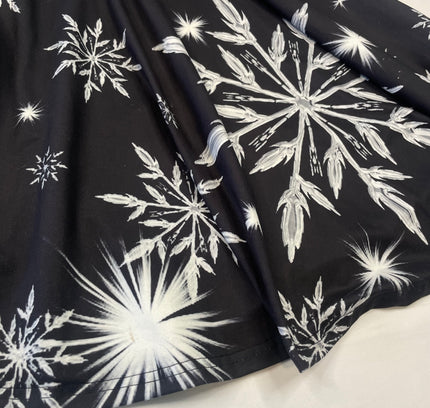 Black Snowflake Print Holiday Dress - Size Medium