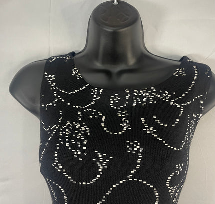 St. John Black Rhinestone Embellished Cocktail Dress - Size 2