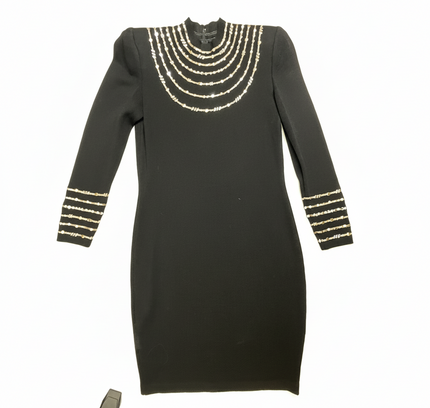 Vintage St. John by Marie Gray Black Long Sleeve Knit Dress - Size 2