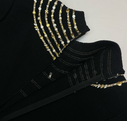 Vintage St. John by Marie Gray Black Long Sleeve Knit Dress - Size 2