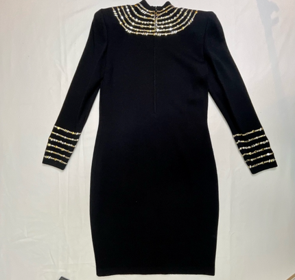 Vintage St. John by Marie Gray Black Long Sleeve Knit Dress - Size 2