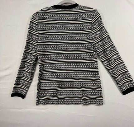 St. John Black & White Striped Knit Blazer with Crystal Embellishments - Size 2