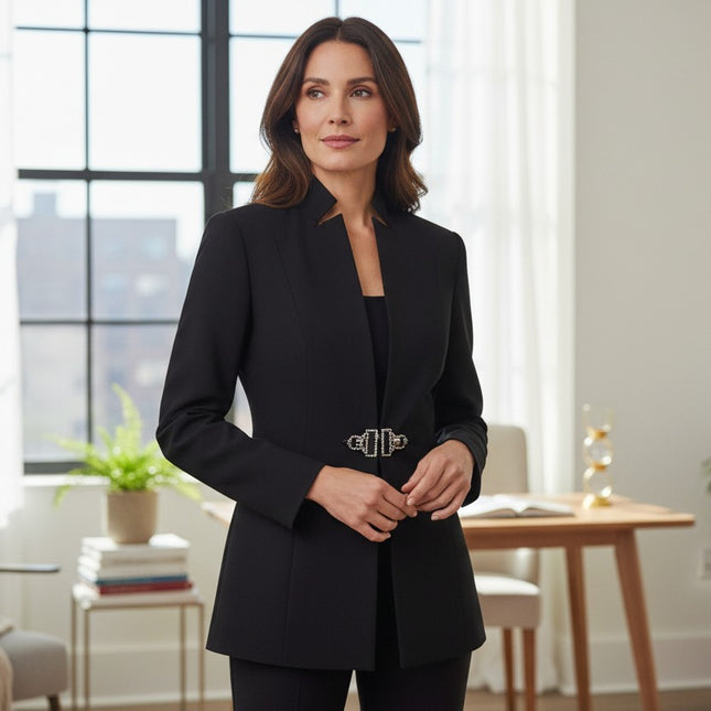 Tahari Black Textured Blazer - Size 10 - Like New Condition