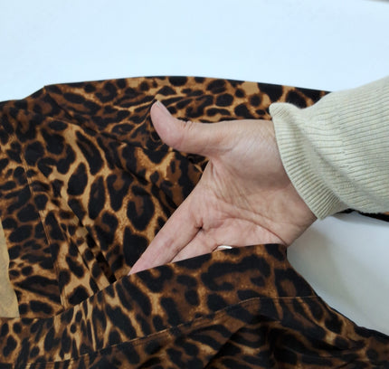 Lauren Ralph Lauren Leopard Print Faux-Wrap Top - Size Large