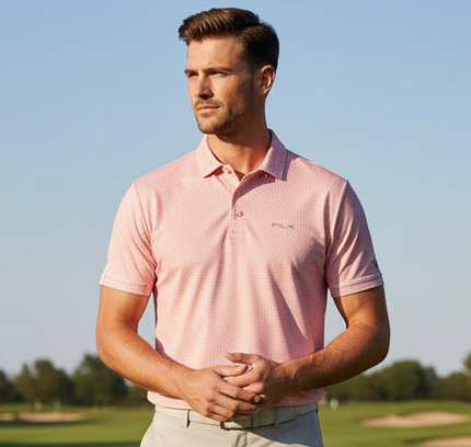 RLX Ralph Lauren Pink Micro-Print Golf Polo - Size XL