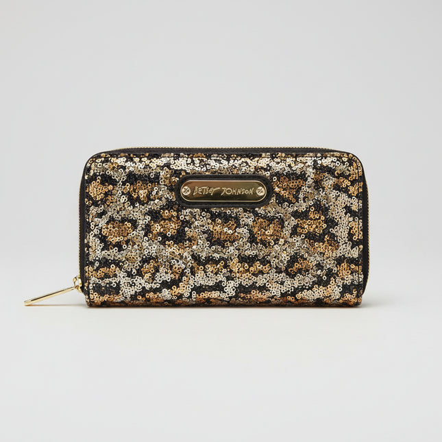 Betsy Johnson Wristlet - Black, Gold & White