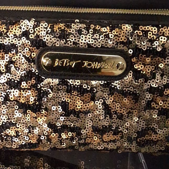 Betsy Johnson Wristlet - Black, Gold & White