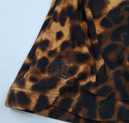 Lauren Ralph Lauren Leopard Print Faux-Wrap Top - Size Large